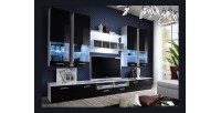 Composition de meubles TV design collection SAGA. Coloris blanc et noir
