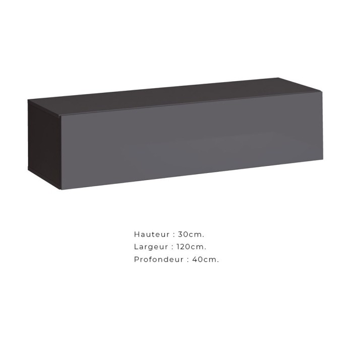 Ensemble meuble salon SWITCH II design, coloris chêne Wotan et gris brillant.