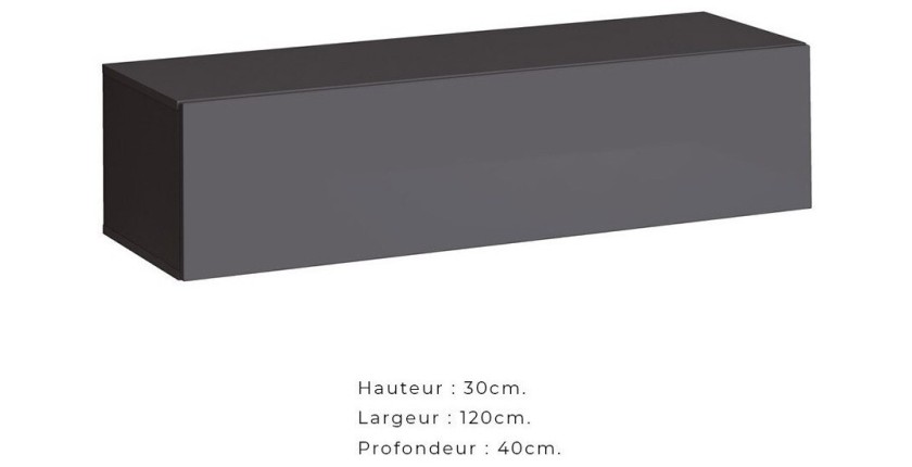Ensemble meuble salon SWITCH II design, coloris chêne Wotan et gris brillant.