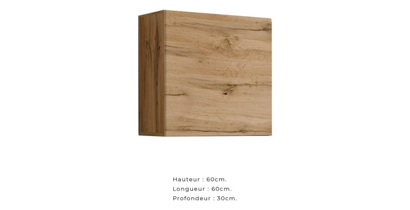 Ensemble meuble salon SWITCH II design, coloris chêne Wotan et gris brillant.