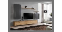 Ensemble de meubles de salon collection SWITCH II design, coloris gris et chêne Wotan.