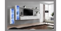Ensemble meuble salon mural SWITCH XI design, coloris blanc brillant.
