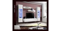 Meuble TV FLY A3 design, coloris blanc brillant + LED. Meuble suspendu moderne et tendance pour votre salon