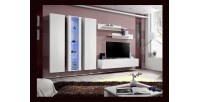 Meuble TV FLY C4 design, coloris blanc brillant. Meuble suspendu moderne et tendance pour votre salon.