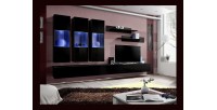 Meuble TV FLY E3 design, coloris noir brillant. Meuble suspendu moderne et tendance pour votre salon.