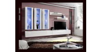 Meuble TV FLY E3 design, coloris blanc brillant. Meuble suspendu moderne et tendance pour votre salon.