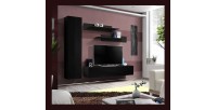 Meuble TV FLY G1 design, coloris noir brillant. Meuble suspendu moderne et tendance pour votre salon.