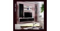 Meuble TV FLY G3 design, coloris blanc et noir brillant. Meuble suspendu moderne et tendance pour votre salon.