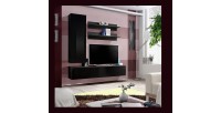 Meuble TV FLY H1 design, coloris noir brillant. Meuble suspendu moderne et tendance pour votre salon.
