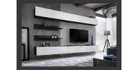 Ensemble de meubles suspendus FLY. Coloris noir mat et blanc brillant.