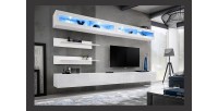 Ensemble de meubles suspendus avec LEDS collection FLY. Coloris blanc.