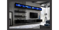 Ensemble de meubles suspendus avec LEDS collection FLY. Coloris noir.