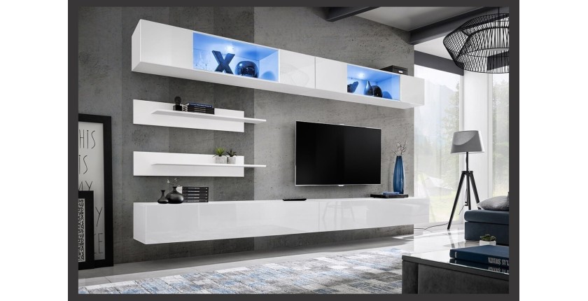 Ensemble de meubles suspendus avec LEDS coloris blanc. Collection FLY. C