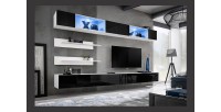 Ensemble de meubles suspendus avec LEDS coloris blanc et noir. Collection FLY.
