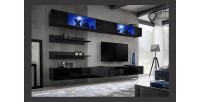 Ensemble de meubles suspendus avec LEDS coloris noir. Collection FLY