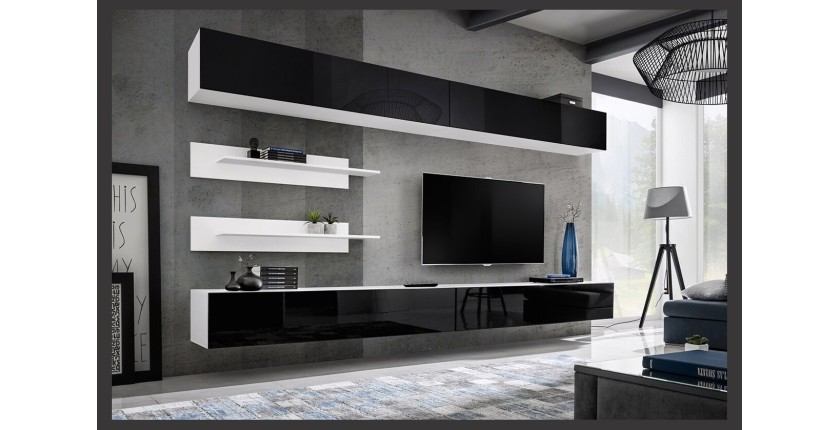 Ensemble de meubles suspendus collection FLY J1 . Coloris blanc et noir.