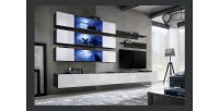 Ensemble de meubles suspendus avec LEDS collection FLY J2. Coloris noir et blanc.