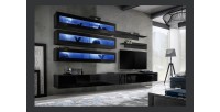 Ensemble de meubles suspendus avec LEDS collection FLY J2. Coloris noir.