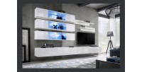 Ensemble de meubles suspendus avec LEDS collection FLY J3. Coloris blanc.