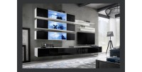 Ensemble de meubles suspendus avec LEDS collection FLY J3. Coloris blanc et noir.