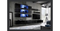 Ensemble de meubles suspendus avec LEDS collection FLY J3. Coloris noir.