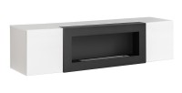 Ensemble de meubles suspendus avec cheminée décorative collection FLY M1. Coloris blanc.