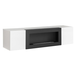 Ensemble de meubles suspendus avec cheminée décorative collection FLY M1. Coloris blanc.