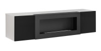 Ensemble de meubles suspendus avec cheminée décorative collection FLY M2. Coloris blanc. et noir