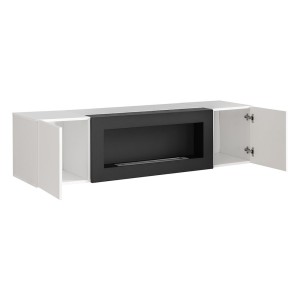 Ensemble de meubles suspendus avec cheminée décorative collection FLY M2. Coloris noir.