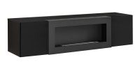 Ensemble de meubles suspendus avec cheminée décorative collection FLY M2. Coloris noir.