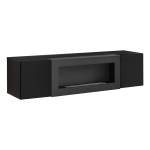 Ensemble de meubles suspendus avec cheminée décorative collection FLY M2. Coloris noir.