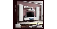 Ensemble Meuble TV FLY O1 avec LED. Coloris blanc. Meuble suspendu design pour votre salon.