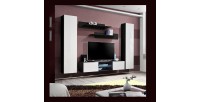 Ensemble Meuble TV FLY O1 avec LED. Coloris noir et blanc. Meuble suspendu design pour votre salon.