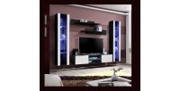 Ensemble Meuble TV FLY O2 avec LED. Coloris noir et blanc. Meuble suspendu design pour votre salon.