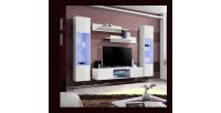 Ensemble Meuble TV FLY O3 avec LED. Coloris blanc. Meuble suspendu design pour votre salon.