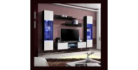 Ensemble Meuble TV FLY O3 avec LED. Coloris noir et blanc. Meuble suspendu design pour votre salon.
