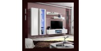 Ensemble Meuble TV FLY O4 avec LED. Coloris blanc. Meuble suspendu design pour votre salon.