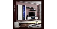 Ensemble Meuble TV FLY O4 avec LED. Coloris noir et blanc. Meuble suspendu design pour votre salon.