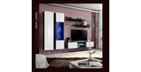 Ensemble Meuble TV FLY O5 avec LED. Coloris noir et blanc. Meuble suspendu design pour votre salon.