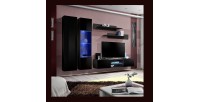 Ensemble Meuble TV FLY O5 avec LED. Coloris noir. Meuble suspendu design pour votre salon.