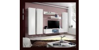 Ensemble Meuble TV FLY P1 avec LED. Coloris blanc. Meubles suspendus design pour votre salon.