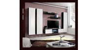 Ensemble Meuble TV FLY P1 avec LED. Coloris noir et blanc. Meubles suspendus design pour votre salon.