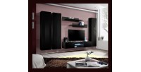 Ensemble Meuble TV FLY P1 avec LED. Coloris noir. Meubles suspendus design pour votre salon.