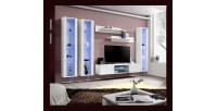 Ensemble Meuble TV FLY P2 avec LED. Coloris blanc. Meubles suspendus design pour votre salon.