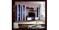 Ensemble Meuble TV FLY P2 avec LED. Coloris noir et blanc. Meubles suspendus design pour votre salon.