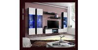 Ensemble Meuble TV FLY P3 avec LED. Coloris noir et blanc. Meubles suspendus design pour votre salon.