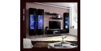 Ensemble Meuble TV FLY P3 avec LED. Coloris noir. Meubles suspendus design pour votre salon.