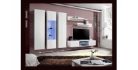 Ensemble Meuble TV FLY P5 avec LED. Coloris blanc. Meubles suspendus design pour votre salon.