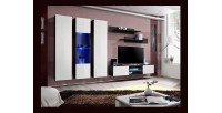 Ensemble Meuble TV FLY P5 avec LED. Coloris noir et blanc. Meubles suspendus design pour votre salon.