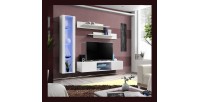 Ensemble Meuble TV FLY R2 avec LED. Coloris blanc. Meuble suspendu design pour votre salon.